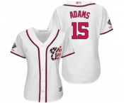 Women's Washington Nationals #15 Matt Adams Authentic White Home Cool Base 2019 World Series Champions Baseball Jersey