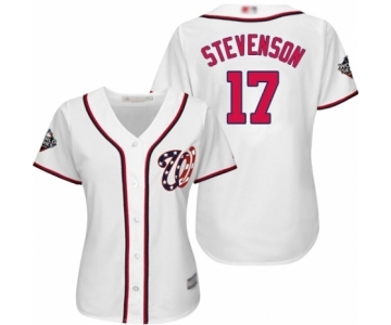 Women's Washington Nationals #17 Andrew Stevenson Authentic White Home Cool Base 2019 World Series Bound Baseball Jersey