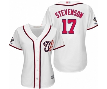 Women's Washington Nationals #17 Andrew Stevenson Authentic White Home Cool Base 2019 World Series Champions Baseball Jersey