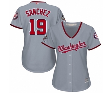 Women's Washington Nationals #19 Anibal Sanchez Authentic Grey Road Cool Base 2019 World Series Champions Baseball Jersey