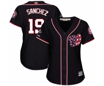 Women's Washington Nationals #19 Anibal Sanchez Authentic Navy Blue Alternate 2 Cool Base 2019 World Series Champions Baseball Jersey