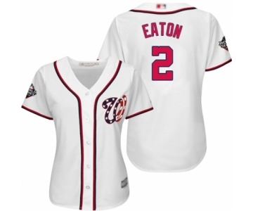 Women's Washington Nationals #2 Adam Eaton Authentic White Home Cool Base 2019 World Series Bound Baseball Jersey