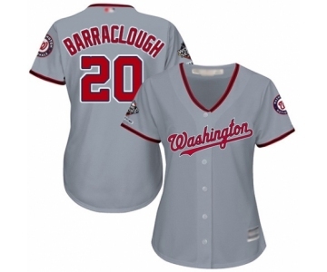 Women's Washington Nationals #20 Kyle Barraclough Authentic Grey Road Cool Base 2019 World Series Champions Baseball Jersey