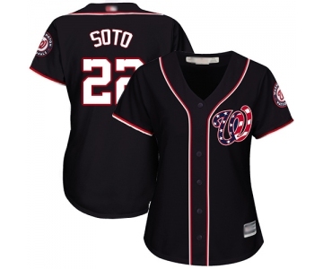 Women's Washington Nationals #22 Juan Soto Authentic Navy Blue Alternate 2 Cool Base Baseball Jersey