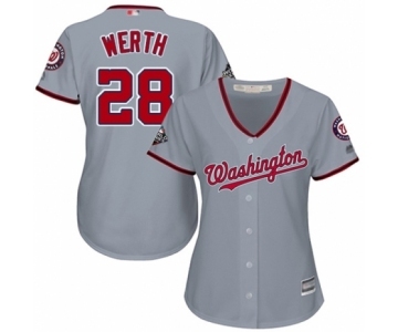 Women's Washington Nationals #28 Jayson Werth Authentic Grey Road Cool Base 2019 World Series Bound Baseball Jersey