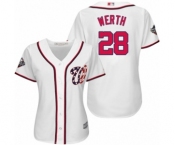 Women's Washington Nationals #28 Jayson Werth Authentic White Home Cool Base 2019 World Series Bound Baseball Jersey