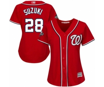 Women's Washington Nationals #28 Kurt Suzuki Authentic Red Alternate 1 Cool Base 2019 World Series Bound Baseball Jersey