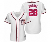 Women's Washington Nationals #28 Kurt Suzuki Authentic White Home Cool Base 2019 World Series Bound Baseball Jersey