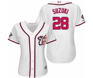 Women's Washington Nationals #28 Kurt Suzuki Authentic White Home Cool Base 2019 World Series Champions Baseball Jersey