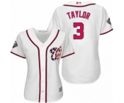 Women's Washington Nationals #3 Michael Taylor Authentic White Home Cool Base 2019 World Series Bound Baseball Jersey