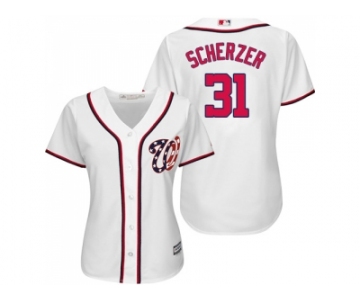 Women's Washington Nationals #31 Max Scherzer White Home Stitched MLB Jersey