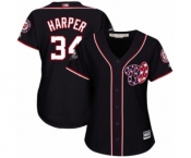 Women's Washington Nationals #34 Bryce Harper Authentic Navy Blue Alternate 2 Cool Base 2019 World Series Bound Baseball Jersey