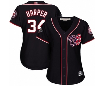 Women's Washington Nationals #34 Bryce Harper Authentic Navy Blue Alternate 2 Cool Base 2019 World Series Bound Baseball Jersey