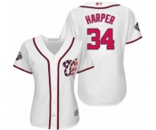 Women's Washington Nationals #34 Bryce Harper Authentic White Home Cool Base 2019 World Series Bound Baseball Jersey