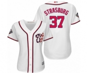 Women's Washington Nationals #37 Stephen Strasburg Authentic White Home Cool Base 2019 World Series Bound Baseball Jersey