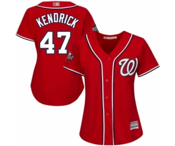 Women's Washington Nationals #47 Howie Kendrick Authentic Red Alternate 1 Cool Base 2019 World Series Bound Baseball Jersey