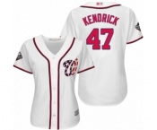 Women's Washington Nationals #47 Howie Kendrick Authentic White Home Cool Base 2019 World Series Bound Baseball Jersey