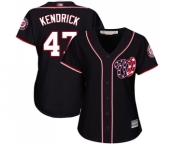 Women's Washington Nationals #47 Howie Kendrick Replica Navy Blue Alternate 2 Cool Base Baseball Jersey