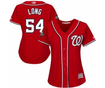 Women's Washington Nationals #54 Kevin Long Authentic Red Alternate 1 Cool Base 2019 World Series Bound Baseball Jersey