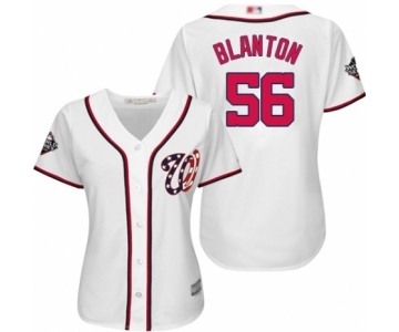 Women's Washington Nationals #56 Joe Blanton Authentic White Home Cool Base 2019 World Series Bound Baseball Jersey