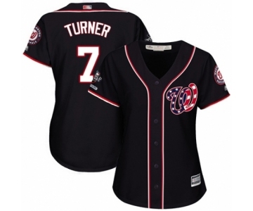 Women's Washington Nationals #7 Trea Turner Authentic Navy Blue Alternate 2 Cool Base 2019 World Series Champions Baseball Jersey