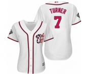Women's Washington Nationals #7 Trea Turner Authentic White Home Cool Base 2019 World Series Bound Baseball Jersey