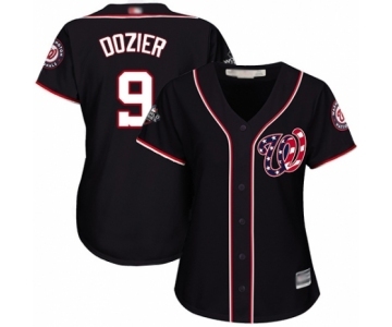 Women's Washington Nationals #9 Brian Dozier Authentic Navy Blue Alternate 2 Cool Base 2019 World Series Bound Baseball Jersey