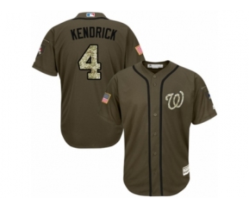 Youth Majestic Washington Nationals #4 Howie Kendrick Replica Green Salute to Service MLB Jersey
