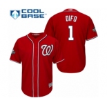 Youth Washington Nationals #1 Wilmer Difo Authentic Red Alternate 1 Cool Base 2019 World Series Bound Baseball Jersey
