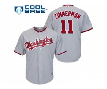 Youth Washington Nationals #11 Ryan Zimmerman Grey Cool Base Stitched MLB Jersey
