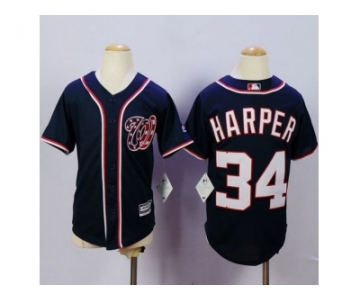 Youth Washington Nationals #34 Bryce Harper Blue Cool Base Stitched MLB Jersey