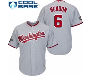 Youth Washington Nationals #6 Anthony Rendon Authentic Grey Road Cool Base 2019 World Series Bound Baseball Jersey