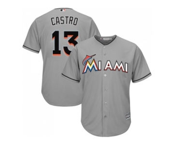 Youth Miami Marlins #13 Starlin Castro Grey Cool Base Stitched MLB Jersey