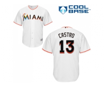 Youth Miami Marlins #13 Starlin Castro White Cool Base Stitched MLB Jersey