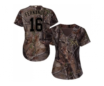 Women Miami Marlins #16 Jose Fernandez Camo Realtree Collection Cool Base Stitched MLB Jerse