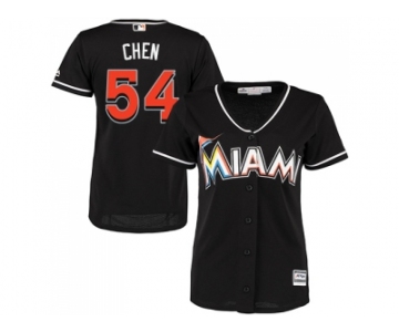 Women Miami Marlins #54 Wei-Yin Chen Black Alternate Stitched MLB Jersey
