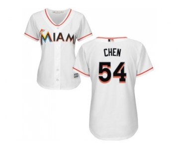 Women Miami Marlins #54 Wei-Yin Chen White Home Stitched MLB Jersey