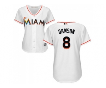 Women Miami Marlins #8 Andre Dawson White Home Stitched MLB Jersey