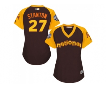 Women's Majestic Miami Marlins #27 Giancarlo Stanton Authentic Green 2016 All-Star National League BP Cool BaseMLB Jersey