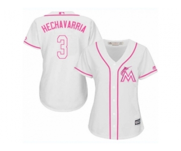 Women's Majestic Miami Marlins #3 Adeiny Hechavarria Authentic White Fashion Cool Base MLB Jersey