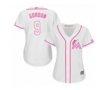 Women's Majestic Miami Marlins #9 Dee Gordon Replica White Fashion Cool Base MLB Jersey