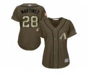Women Majestic Arizona Diamondbacks #28 J. D. Martinez Replica Green Salute to Service MLB Jersey