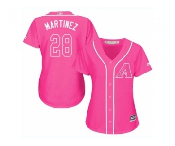 Women Majestic Arizona Diamondbacks #28 J. D. Martinez Replica Pink Fashion MLB Jersey