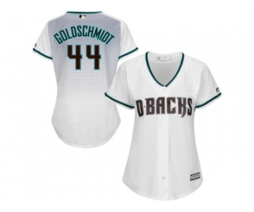 Women's Arizona Diamondbacks #44 Paul Goldschmidt Majestic White Aqua Home Cool Base Player Jersey