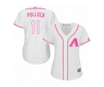 Women's Majestic Arizona Diamondbacks #11 A. J. Pollock Replica White Fashion MLB Jersey