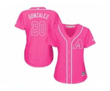 Women's Majestic Arizona Diamondbacks #20 Luis Gonzalez Replica Pink Fashion MLB Jersey
