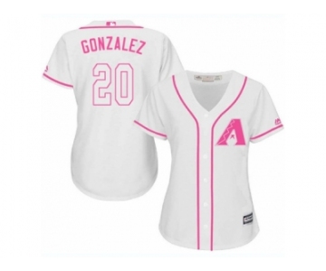 Women's Majestic Arizona Diamondbacks #20 Luis Gonzalez Replica White Fashion MLB Jersey