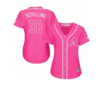 Women's Majestic Arizona Diamondbacks #38 Curt Schilling Replica Pink Fashion MLB Jersey