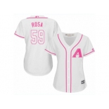 Women's Majestic Arizona Diamondbacks #59 Jorge De La Rosa Replica White Fashion MLB Jersey