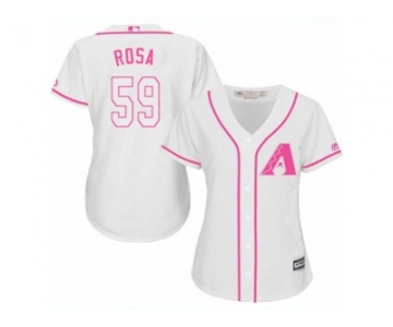 Women's Majestic Arizona Diamondbacks #59 Jorge De La Rosa Replica White Fashion MLB Jersey